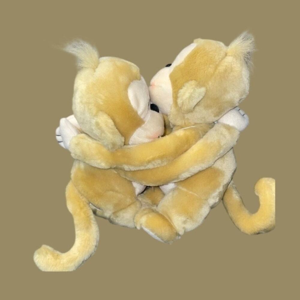 Hallmark Monkeys Plush Pair Sugar Spice Kiss Hug Nursery Twins x2 Gift VTG Brown